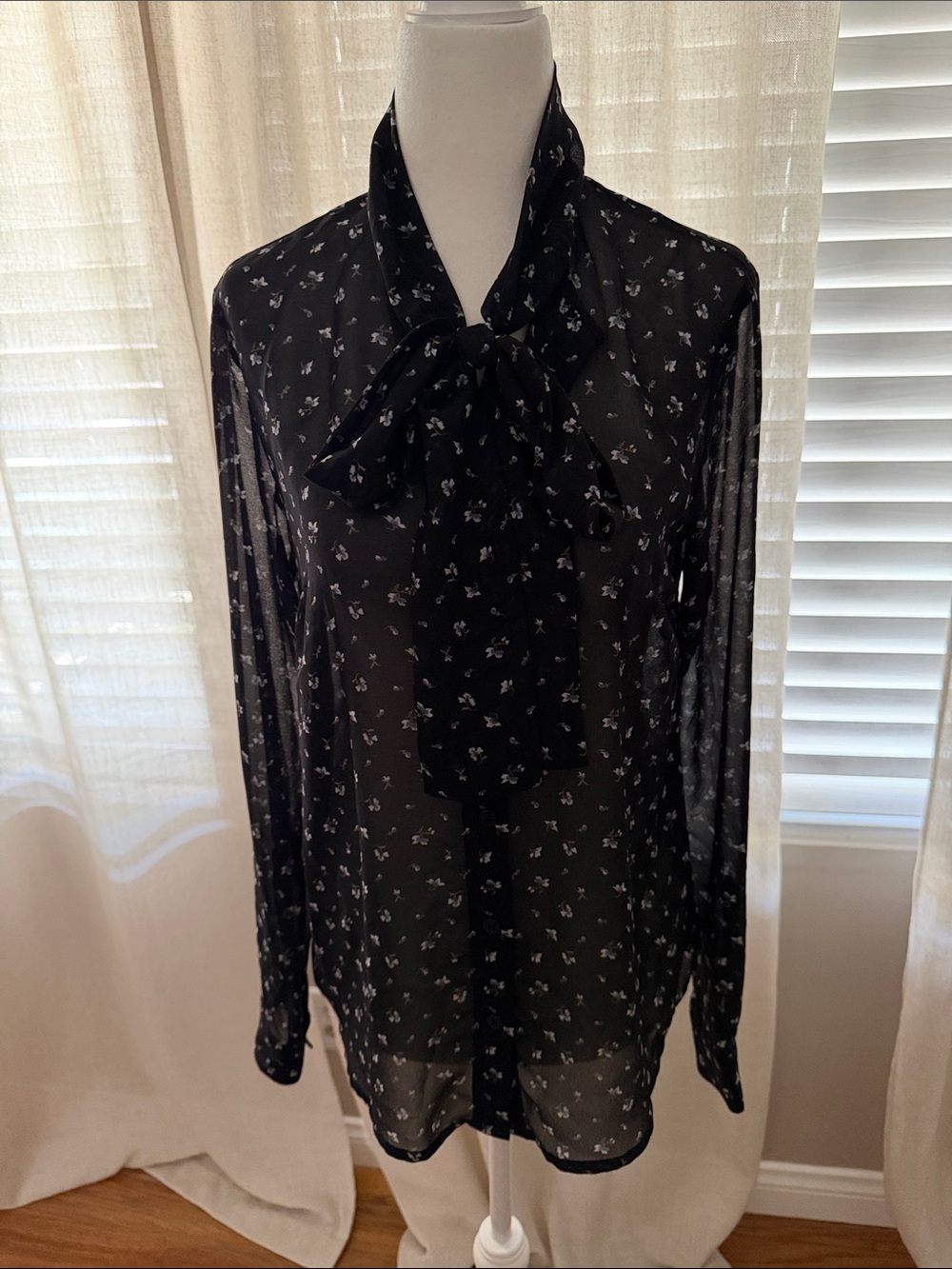 MICHAEL KORS Black Floral Blouse -S - Picture 4 of 6